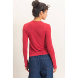 Crew Neck Long Sleeve Top in Black