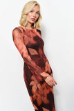Floral Print Mesh Maxi Dress