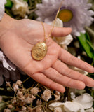 Stainless Steel Necklace with 18K Gold PVD Coated Textured Oval Locket