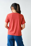 Cotton Blend V-Neck Tee in Blushed Brick