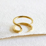 Brass Handmade Double Spike Adjustable Cuff Ring
