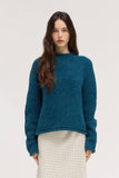 Rolled Edge Sweater in Deep Teal