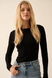 Shaper Fit Rib-Knit Long Sleeve in Black