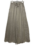 100% Linen Wide Leg Palazzo Pants in White