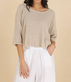 Linen Cotton Blend Top in Fuchsia