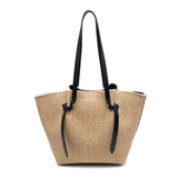 Straw Woven Tote in Black