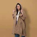 Oversized Hooded Waterproof Coat in Taupe