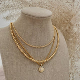 18K Gold Plated Over Stainless Steel Sunburst Sunrise Necklace