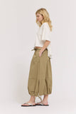 Gathered Hem Skirt in Dry Herb