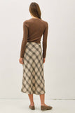 Plaid Print Midi Skirt in Mushroom