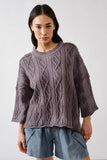 Oversized Washed Cable Sweater in Grey