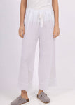 100% Linen Pants with Frayed Ankle in Black