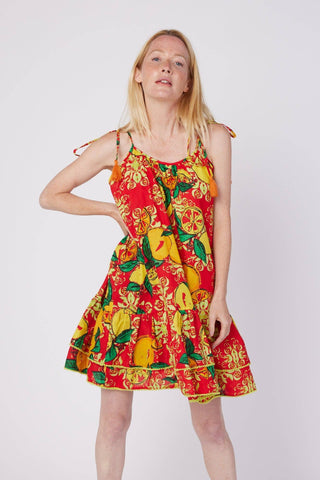 Positano Dress in Amalfi Red & Lemon Spring