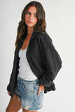 Oversized Raw Edge Knit Jacket in Black