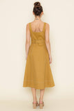 CHIC DENIM FIT & FLARE MIDI GOLDEN WASH DRESS-DI8813FO: COPPER / Contemporary / S