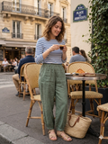 100% Linen Bubble Pants in White