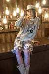 Route 66 Long Sleeve Knit Top in Light Khaki