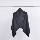 Asymmetrical Ribbed Knit Poncho in Olive
