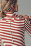 Striped Long Sleeve Turtleneck Top in Ivory & Black