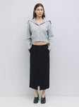 Faux Suede Midi Skirt in Black