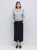 Faux Suede Midi Skirt in Black