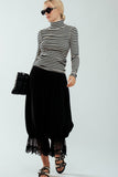 Striped Long Sleeve Turtleneck Top in Ivory & Black