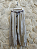 100% Linen Pants with Belt in White