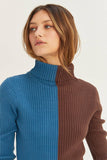 Split Tone Mock Neck Dress