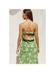 Open Back Midi Dress in Flora Green