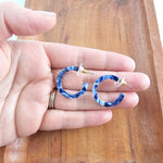 Cam Mini Hoop Earrings in Ocean Wave Blue