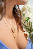 Stainless Steel Necklace with 18K Gold PVD Coated Textured Oval Locket