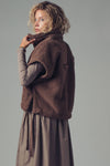 Quilted Collar Boxy Sherpa Vest in Black