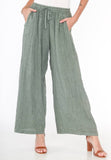 100% Linen Wide Leg Palazzo Pants in White