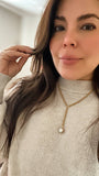 18K Gold Plated Over Stainless Steel Pearl Lariat Necklace