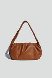 Vegan Leather Pleated Baguette Purse in Sand