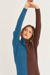 Split Tone Mock Neck Dress