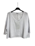Linen Cotton Blend Top in Turquoise
