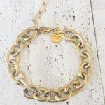 18K Gold Plated Over Stainless Steel Cable Link Bracelet in Vintage Gold