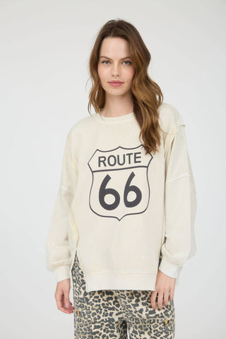 Route 66 Long Sleeve Knit Top in Light Khaki