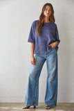 Oversized Knit Short Sleeve Sweater in Violet