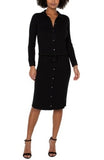 Front Long Sleeve Knit Shirt Dress