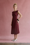 Ruched Waist Midi Dress in Black