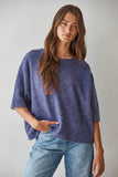 Oversized Knit Short Sleeve Sweater in Violet