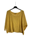 Linen Cotton Blend Top in Mustard