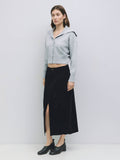 Faux Suede Midi Skirt in Black