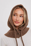 Knit Button Balaclava in Cocoa