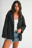 Oversized Raw Edge Knit Jacket in Black