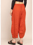 100% Linen Barrel Pants in White