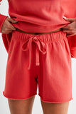 100% Cotton Vintage Edge Mid-Rise Shorts in Blushed Brick