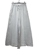 100% Linen Wide Leg Palazzo Pants in White